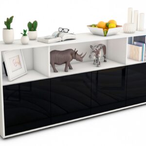 Sideboard Enrica, Schwarz (180x79x35cm)
