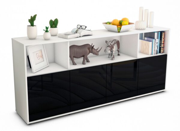 Sideboard Enrica, Schwarz (180x79x35cm)