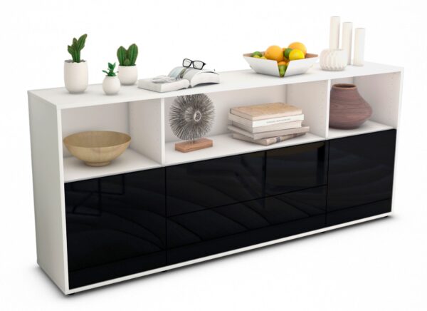 Sideboard Enza, Schwarz (180x79x35cm)