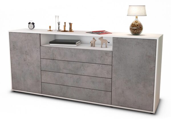Sideboard Enzo, Beton (180x79x35cm)