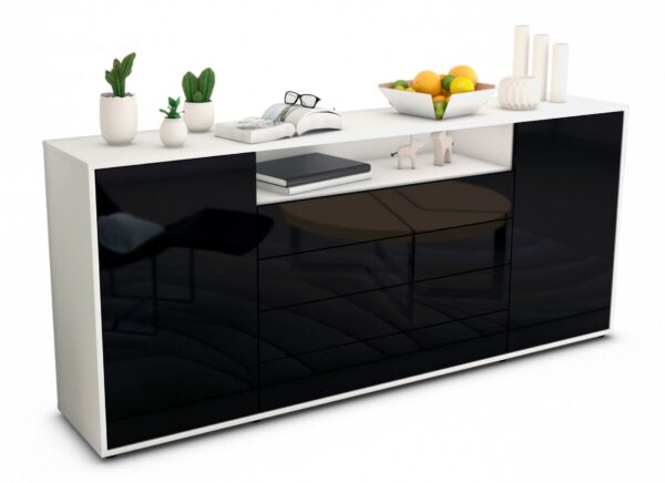 Sideboard Enzo, Schwarz (180x79x35cm)