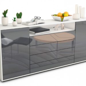 Sideboard Enzo, Grau (180x79x35cm)