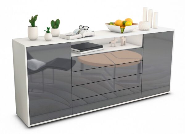 Sideboard Enzo, Grau (180x79x35cm)