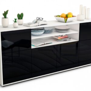 Sideboard Ermelina, Schwarz (180x79x35cm)