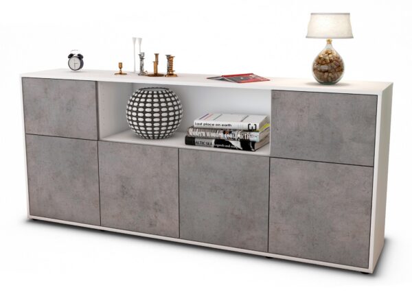Sideboard Ermentrude, Beton (180x79x35cm)