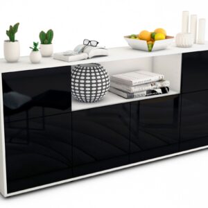 Sideboard Ermentrude, Schwarz (180x79x35cm)