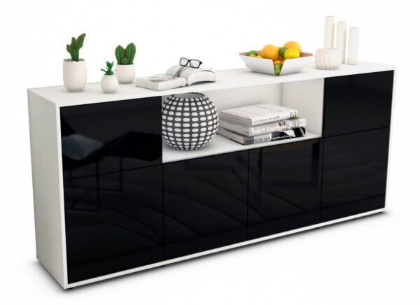 Sideboard Ermentrude, Schwarz (180x79x35cm)