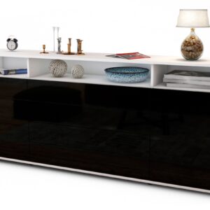 Sideboard Evelina, Schwarz (180x79x35cm)