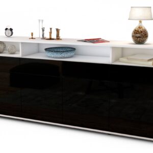 Sideboard Ezia, Schwarz (180x79x35cm)