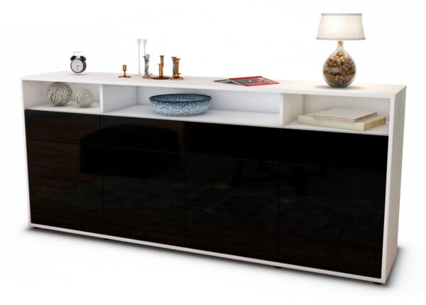 Sideboard Ezia, Schwarz (180x79x35cm)
