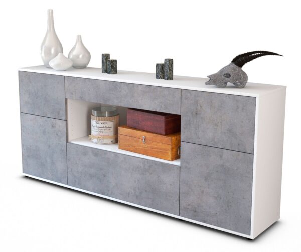 Sideboard Fabiola, Beton (180x79x35cm)