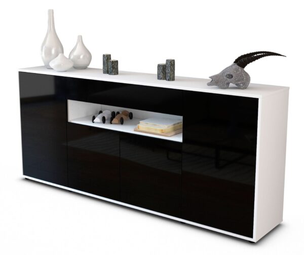 Sideboard Fiorella, Schwarz (180x79x35cm)