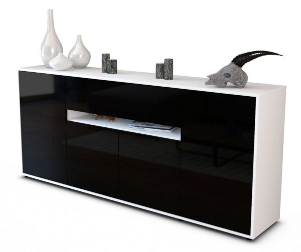 Sideboard Flavia, Schwarz (180x79x35cm)