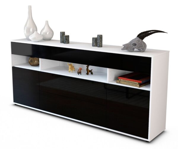 Sideboard Floria, Schwarz (180x79x35cm)