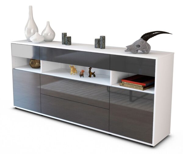 Sideboard Floria, Grau (180x79x35cm)