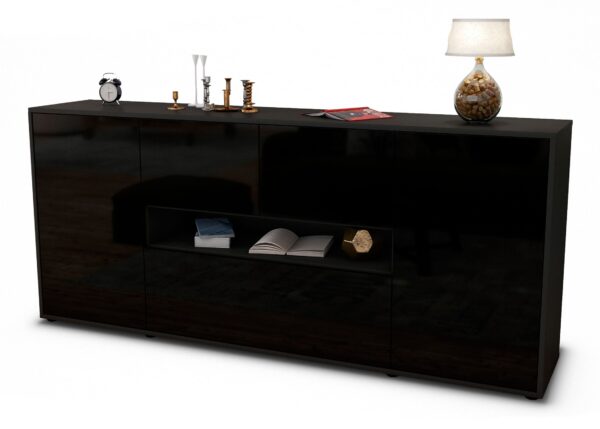Sideboard Elisabetta, Schwarz (180x79x35cm)