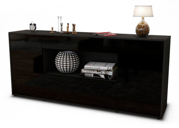 Sideboard Elodie, Schwarz (180x79x35cm)