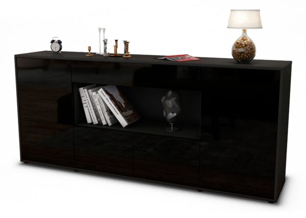 Sideboard Elsa, Schwarz (180x79x35cm)