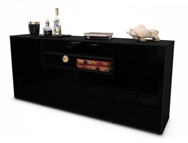 Sideboard Eluana, Schwarz (180x79x35cm)