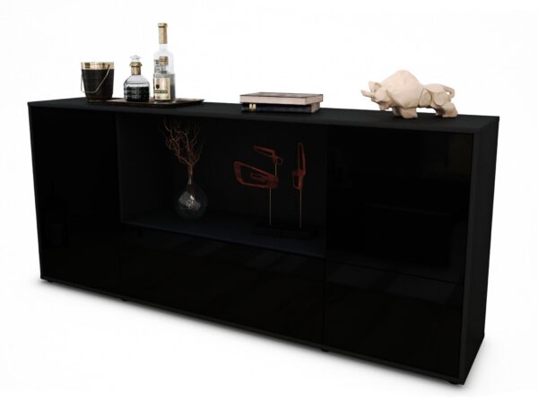 Sideboard Elvezia, Schwarz (180x79x35cm)