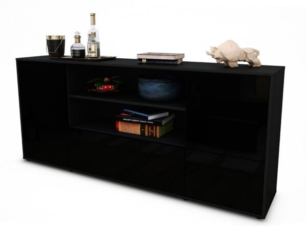 Sideboard Emanuela, Schwarz (180x79x35cm)