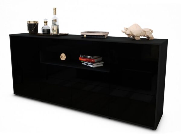 Sideboard Emely, Schwarz (180x79x35cm)
