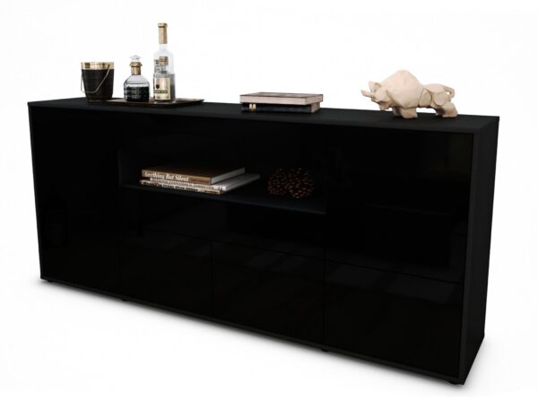 Sideboard Emerelda, Schwarz (180x79x35cm)