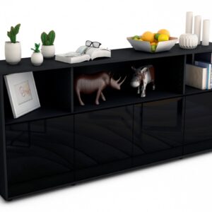 Sideboard Enrica, Schwarz (180x79x35cm)