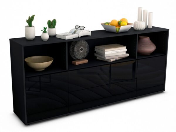 Sideboard Enza, Schwarz (180x79x35cm)