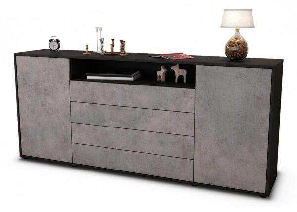 Sideboard Enzo, Beton (180x79x35cm)