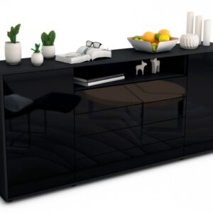 Sideboard Enzo, Schwarz (180x79x35cm)