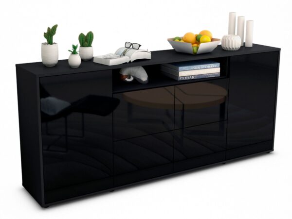 Sideboard Ephenia, Schwarz (180x79x35cm)