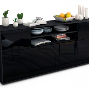 Sideboard Ermelina, Schwarz (180x79x35cm)