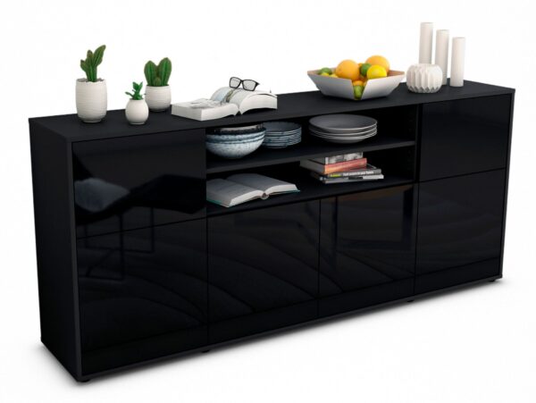 Sideboard Ermelina, Schwarz (180x79x35cm)