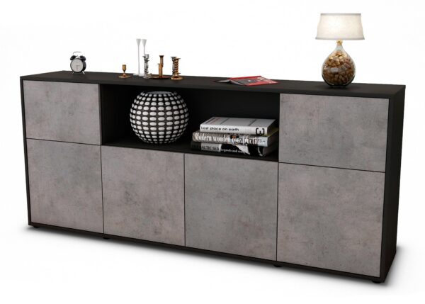 Sideboard Ermentrude, Beton (180x79x35cm)