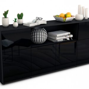 Sideboard Ermentrude, Schwarz (180x79x35cm)
