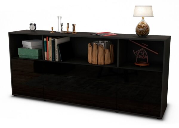 Sideboard Estella, Schwarz (180x79x35cm)