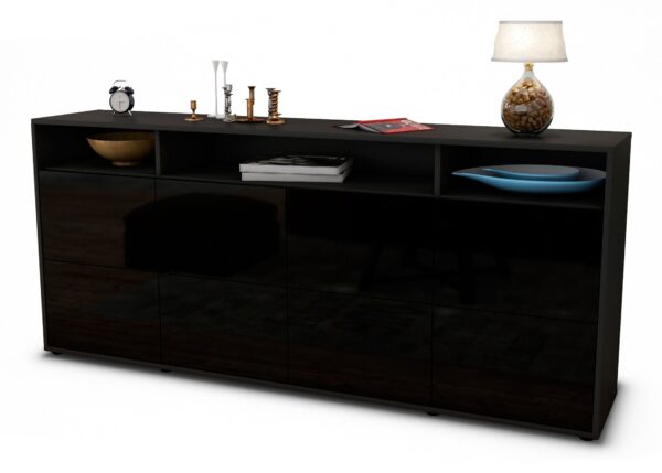 Sideboard Evita, Schwarz (180x79x35cm)