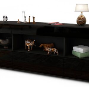 Sideboard Fabiana, Schwarz (180x79x35cm)