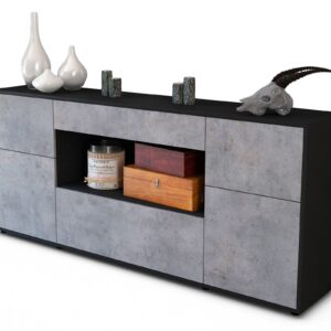Sideboard Fabiola, Beton (180x79x35cm)