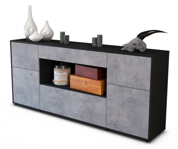 Sideboard Fabiola, Beton (180x79x35cm)