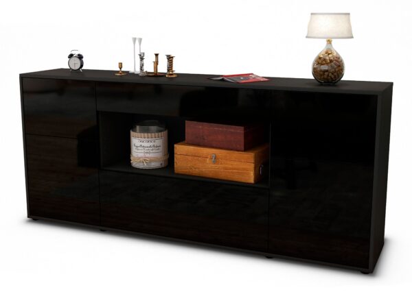 Sideboard Fabiola, Schwarz (180x79x35cm)