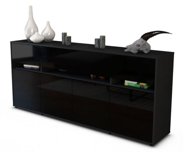 Sideboard Flora, Schwarz (180x79x35cm)