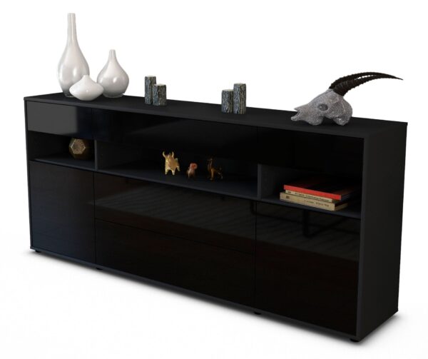 Sideboard Floria, Schwarz (180x79x35cm)