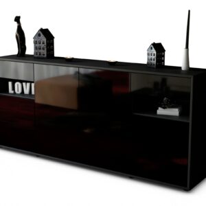 Sideboard Francesca, Schwarz (180x79x35cm)