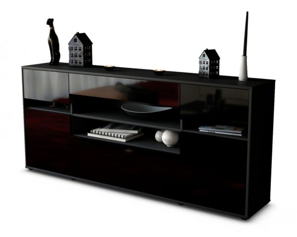 Sideboard Gina, Schwarz (180x79x35cm)