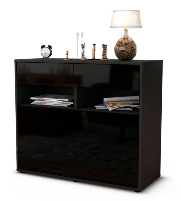 Sideboard Bruna, Schwarz (92x79x35cm)