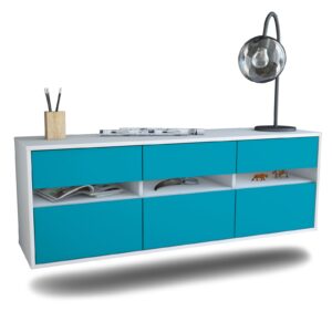 Lowboard Raleigh, Türkis, hängend (136x49x35cm)