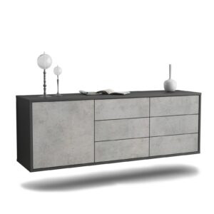 Lowboard Portland, Beton, hängend (136x49x35cm)