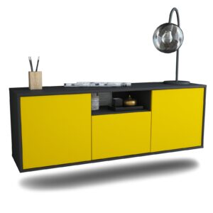 Lowboard Mesa, Gelb, hängend (136x49x35cm)